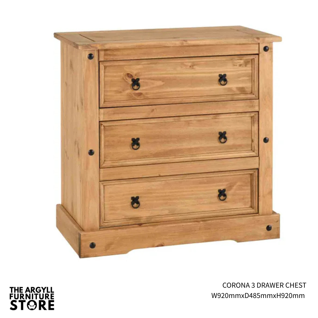 Corona Bedroom Drawers and Chests Distressed Waxed Pine