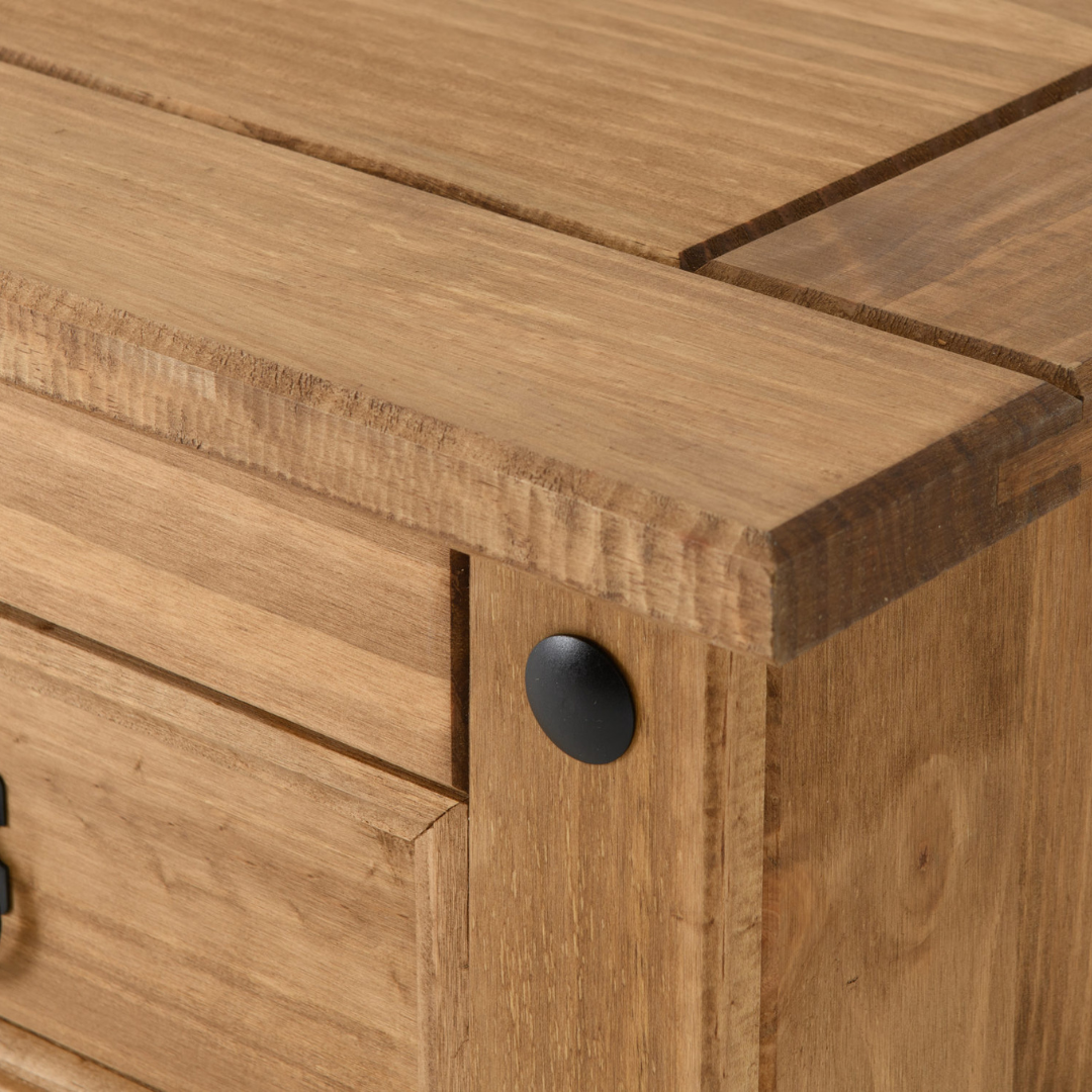 Corona Bedside Tables Distressed Waxed Pine