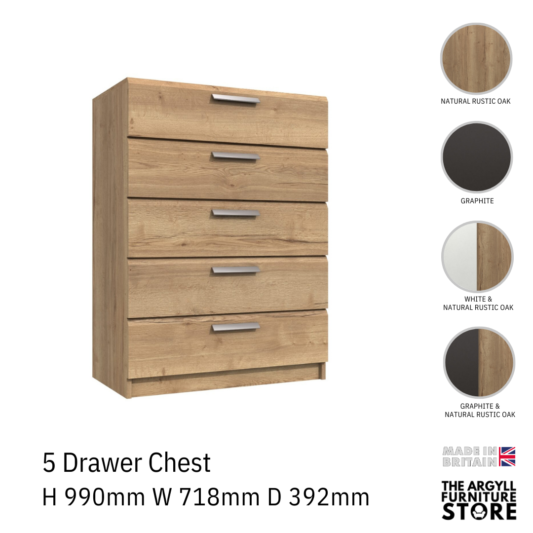 Waterfall 5 Drawer Chest