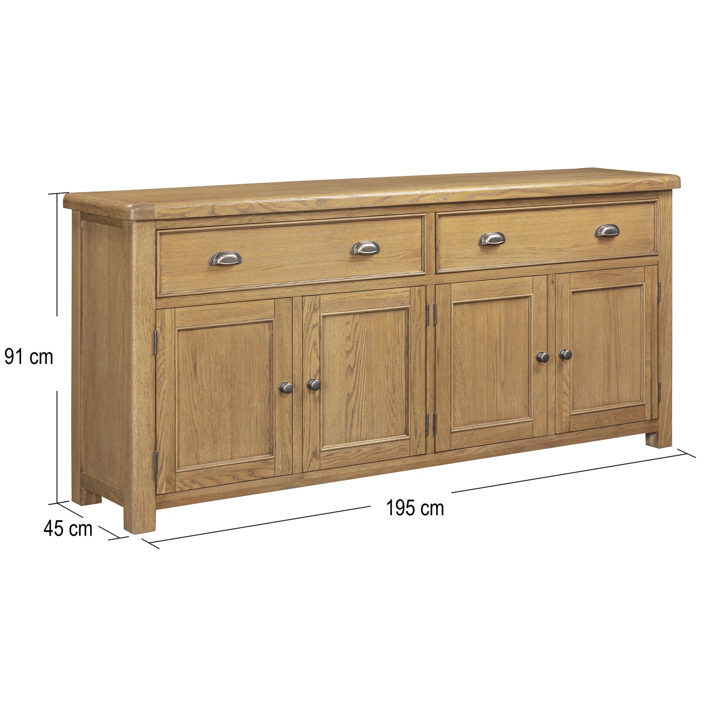 Dorchester Oak 4 Door Sideboard