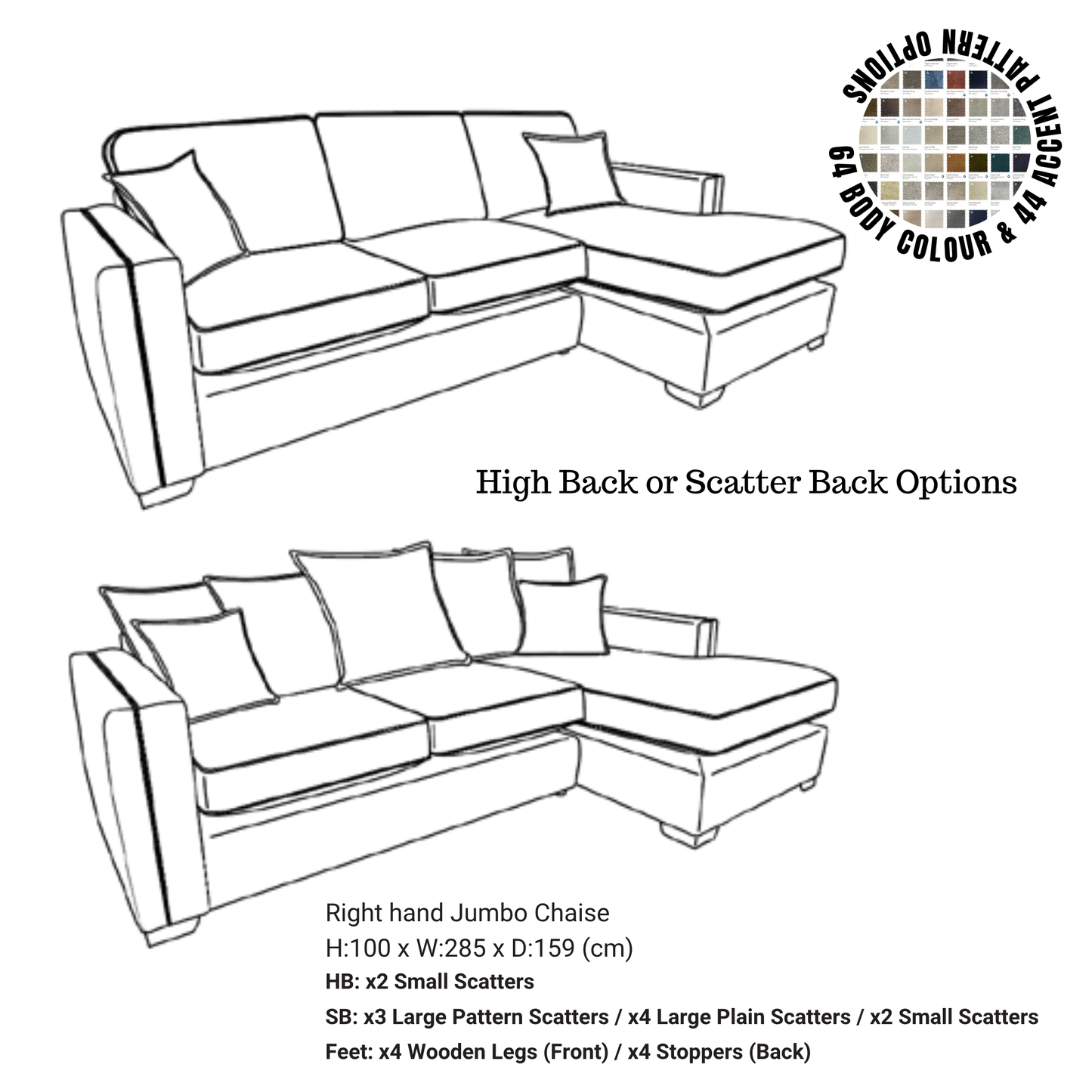 Ariya Jumbo Chaise Corner Sofa