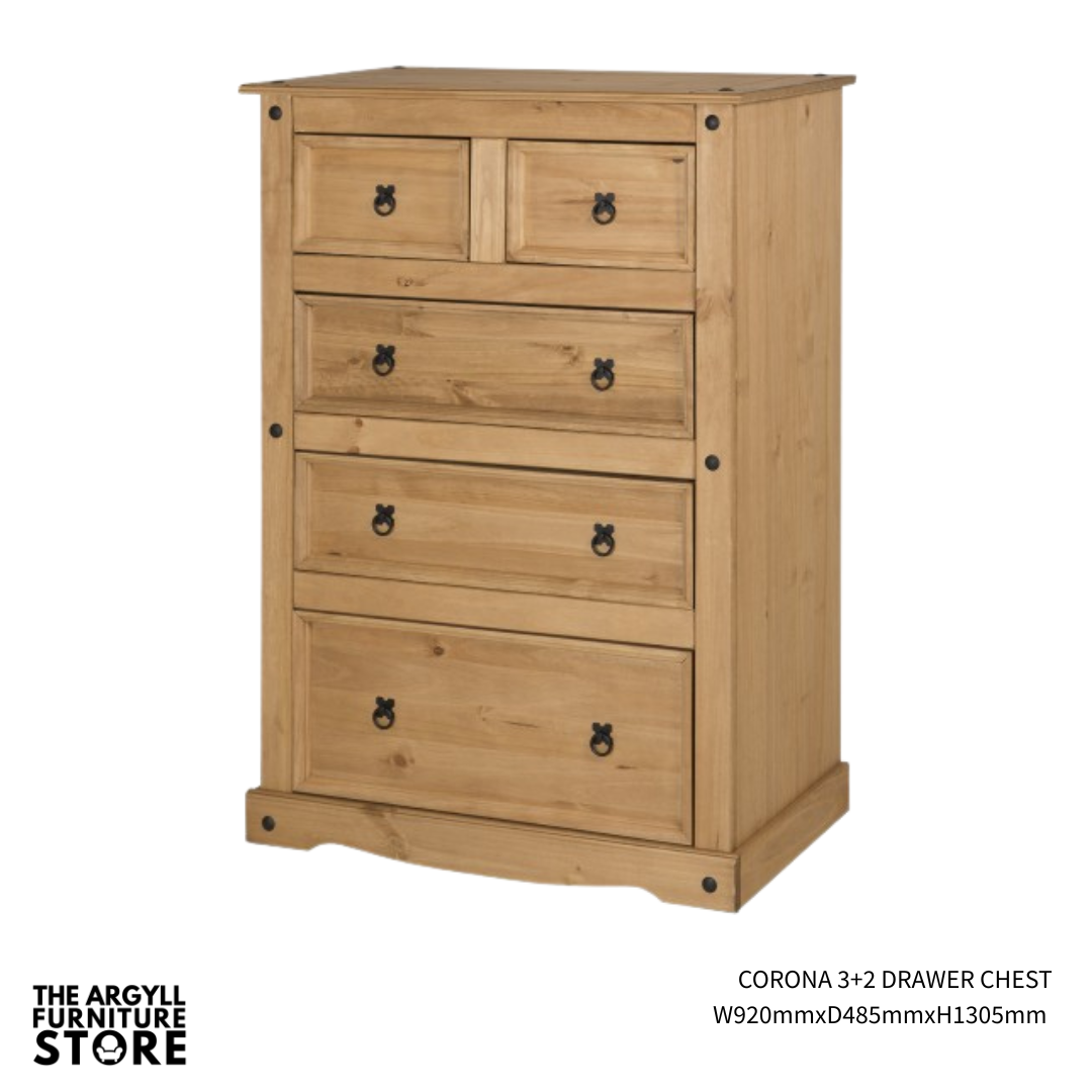 Corona Bedroom Drawers and Chests Distressed Waxed Pine