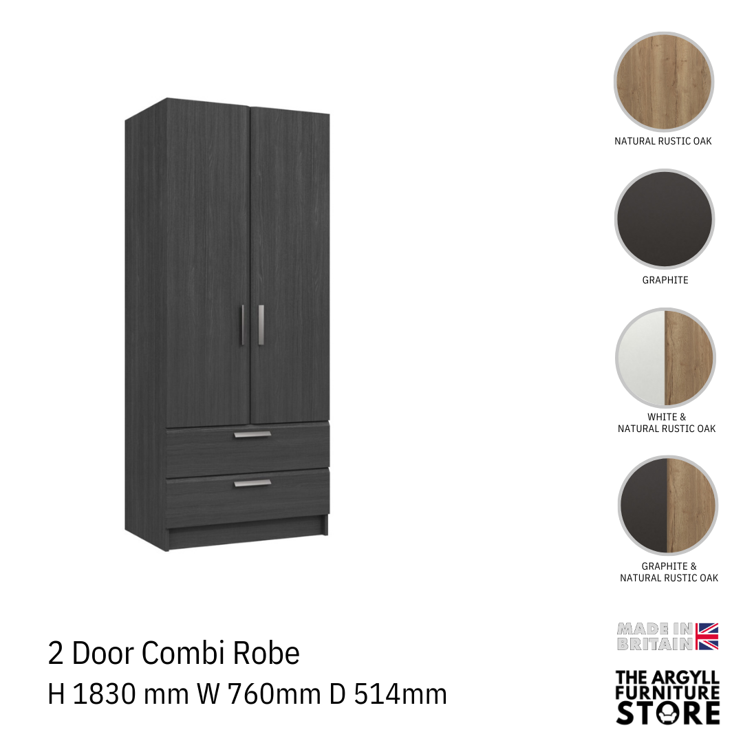 Waterfall 2 Door Combi Wardrobe
