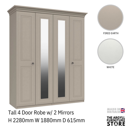 Hadleigh Tall 4 Door Wardrobe with 2 Mirrors