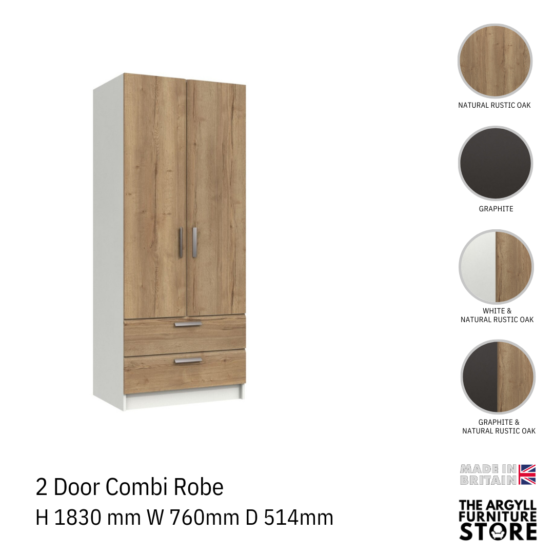 Waterfall 2 Door Combi Wardrobe