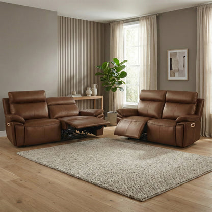 Ashby Set 2 x 2.5 Seater Electric Recliner Sofas black/Tan