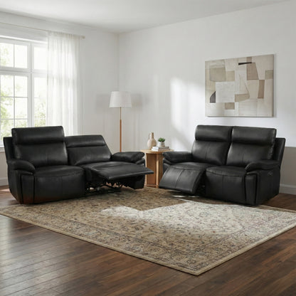 Ashby Set 2 x 2.5 Seater Electric Recliner Sofas black/Tan