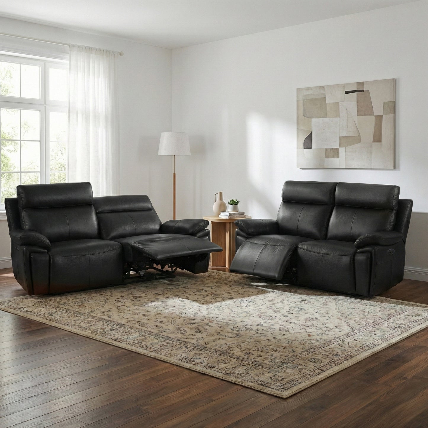 Ashby Set 2 x 2.5 Seater Electric Recliner Sofas black/Tan