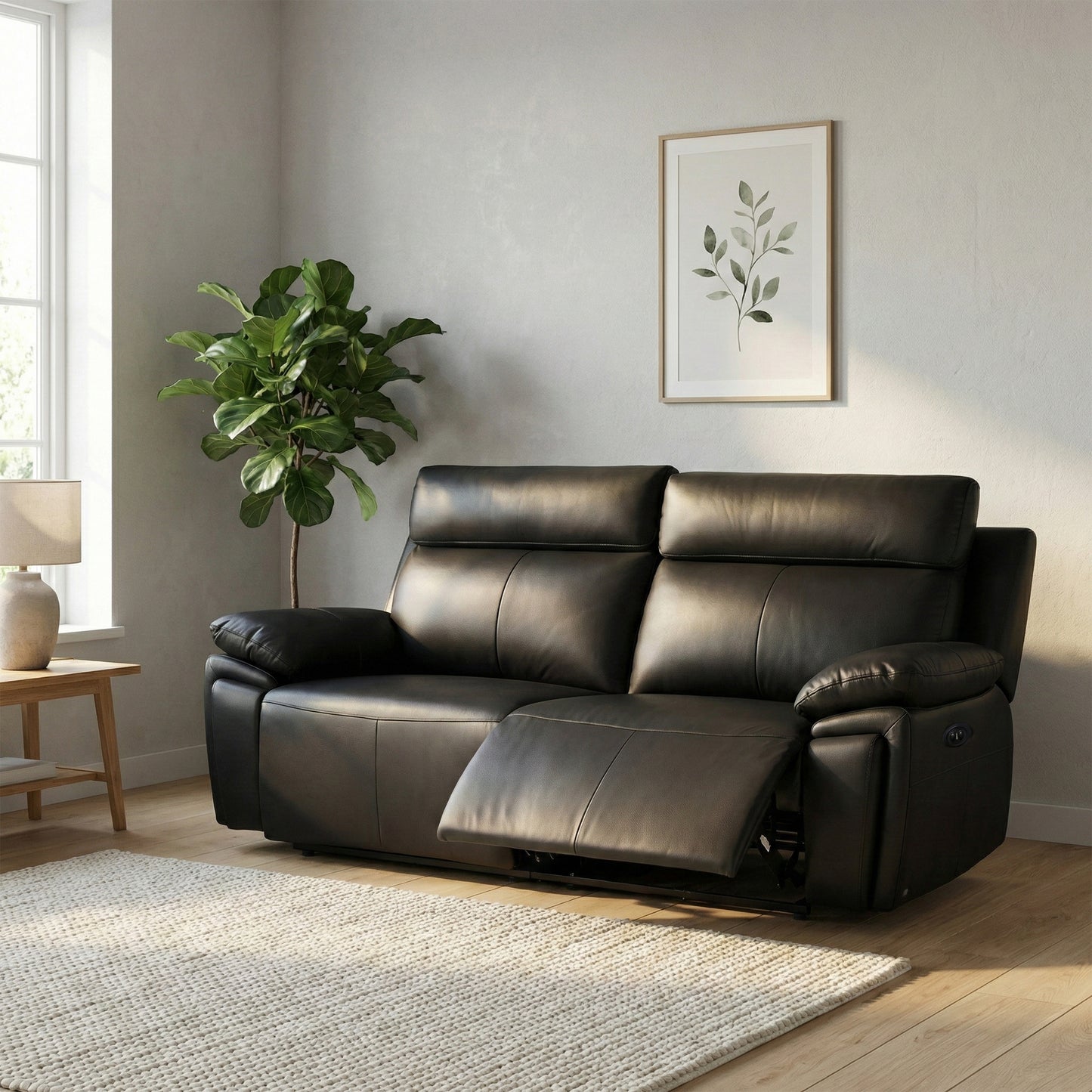 Ashby 2.5 Seater Electric Recliner Sofa black/Tan