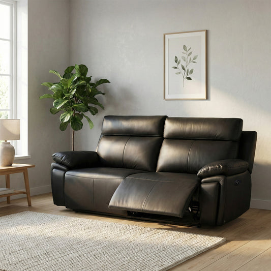 Ashby 2.5 Seater Electric Recliner Sofa black/Tan