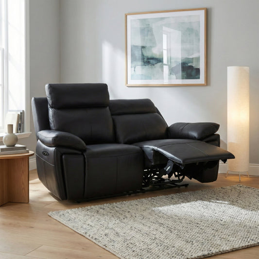 Ashby 2 Seater Electric Recliner Sofa black/Tan