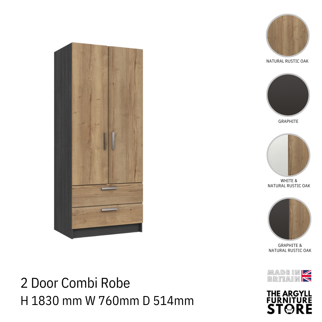 Waterfall 2 Door Combi Wardrobe
