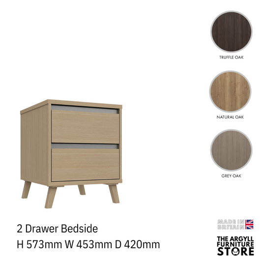 Tamar 2 Drawer Bedside Table