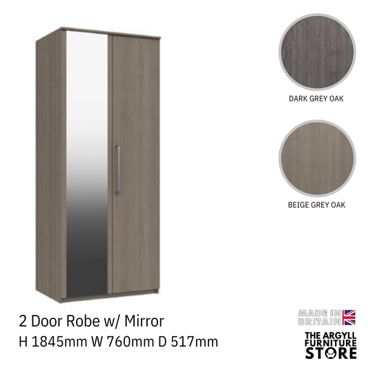 Minnesota 2 Door Wardrobe with Mirror