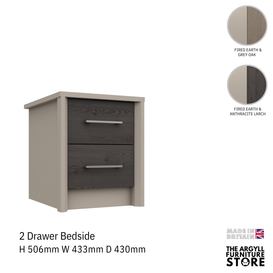 Burford 2 Drawer Bedside Table