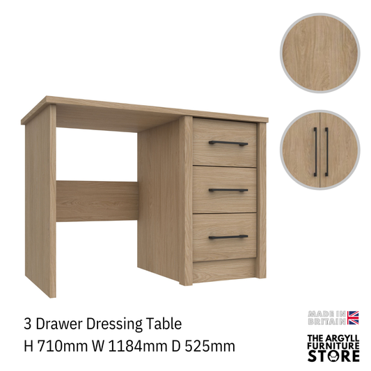 Edale 3 Drawer Dressing Table