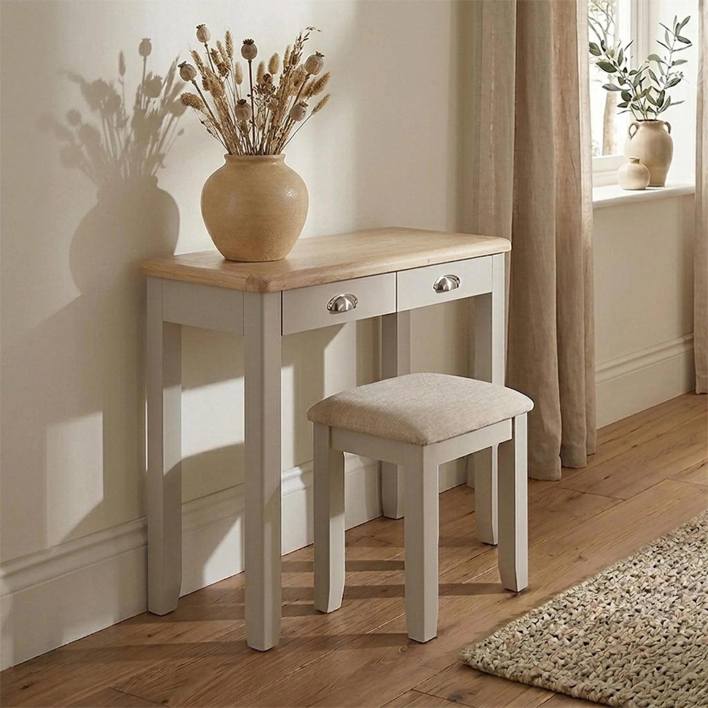 Windermere Oak Painted Dressing Table, Stool & Mirror