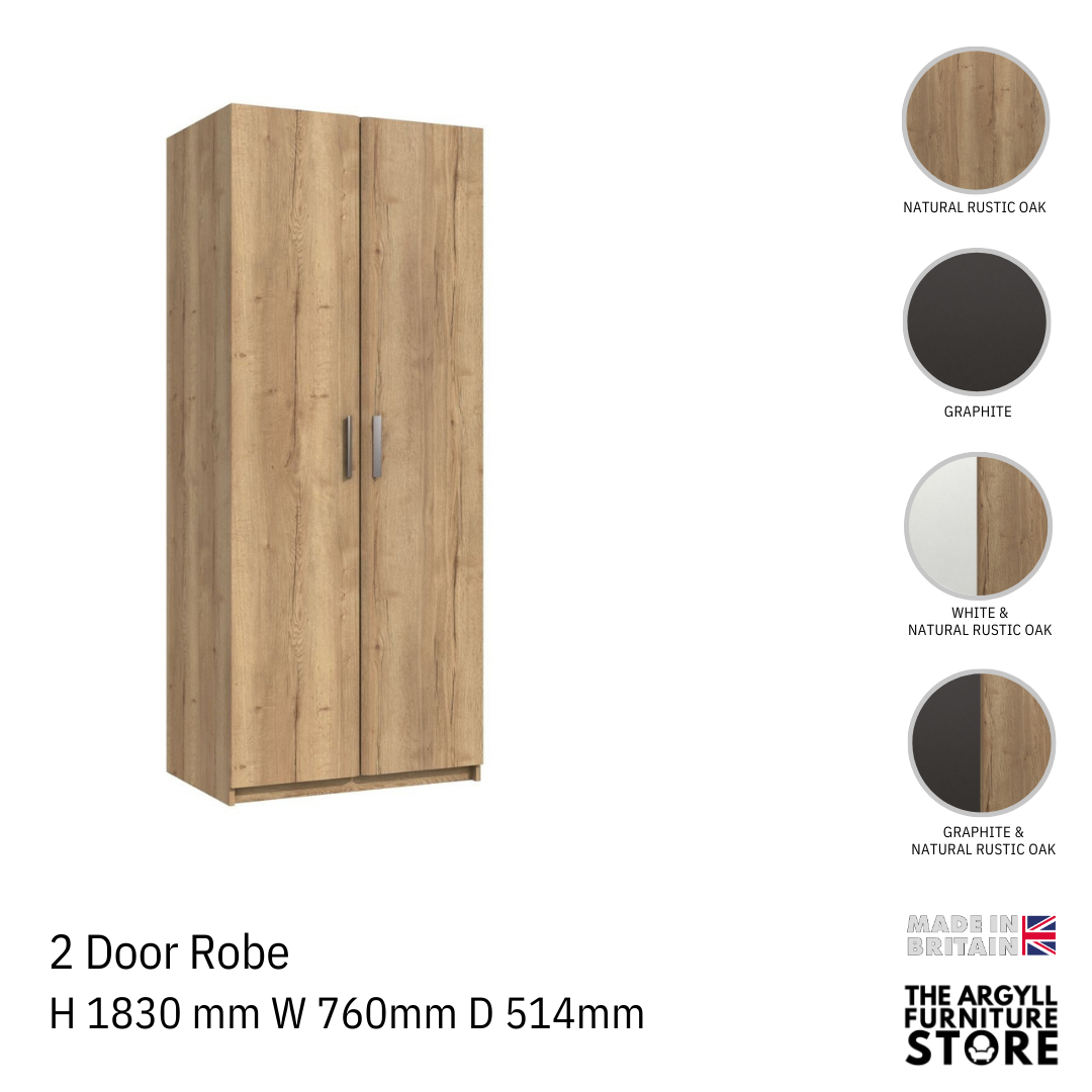 Waterfall 2 Door Wardrobe