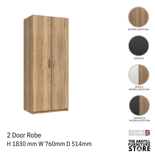Waterfall 2 Door Wardrobe