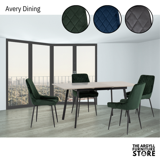 Avery Velvet Dining Table & Chair Set