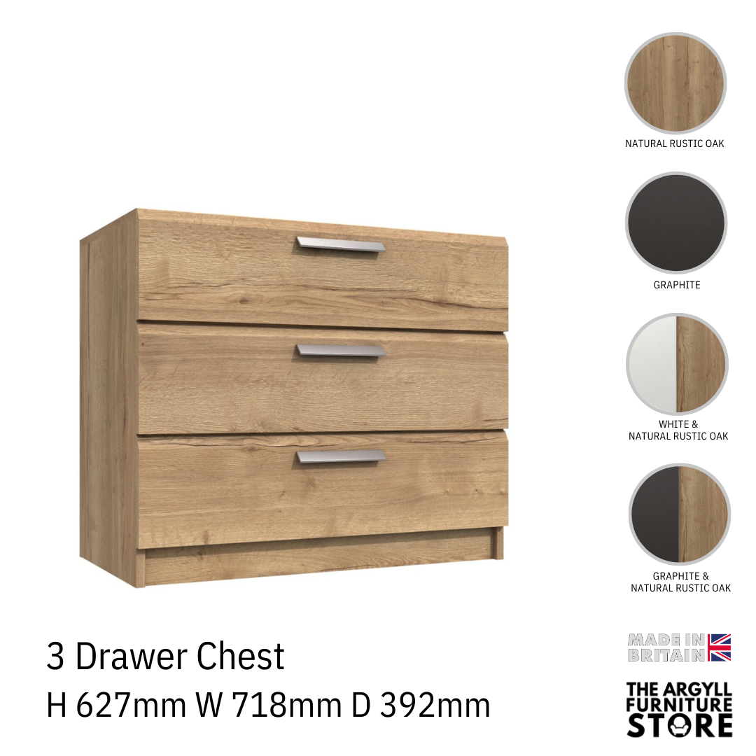 Waterfall 3 Drawer Chest