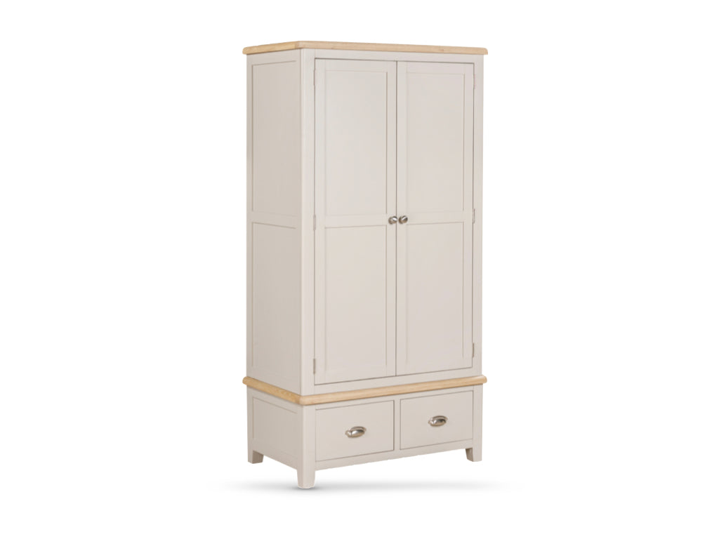 Windermere Oak Painted Wardrobe with 2 Drawers