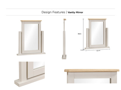 Windermere Oak Painted Dressing Table, Stool & Mirror