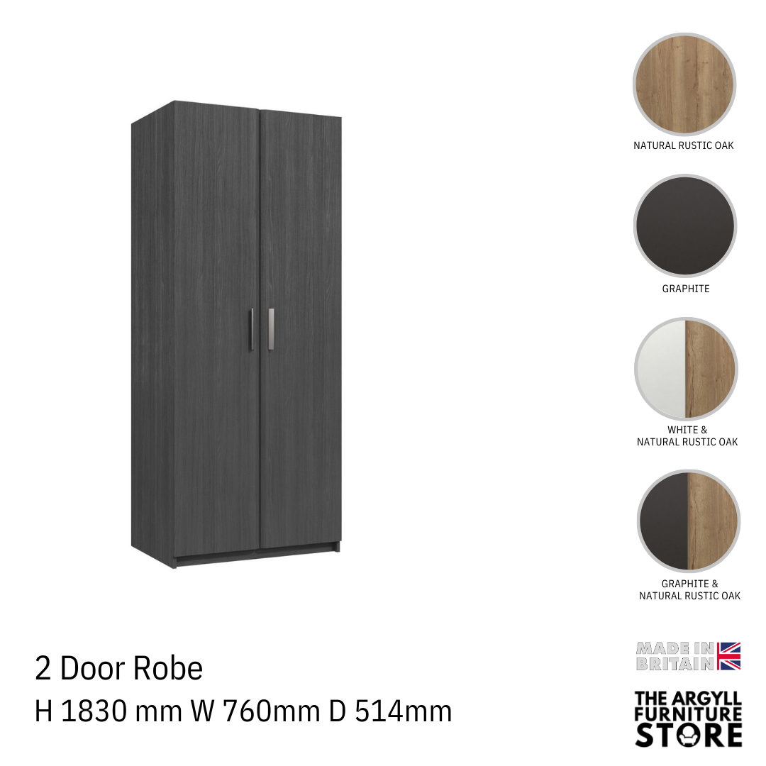 Waterfall 2 Door Wardrobe