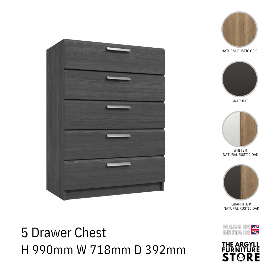Waterfall 5 Drawer Chest