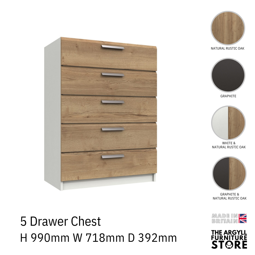 Waterfall 5 Drawer Chest