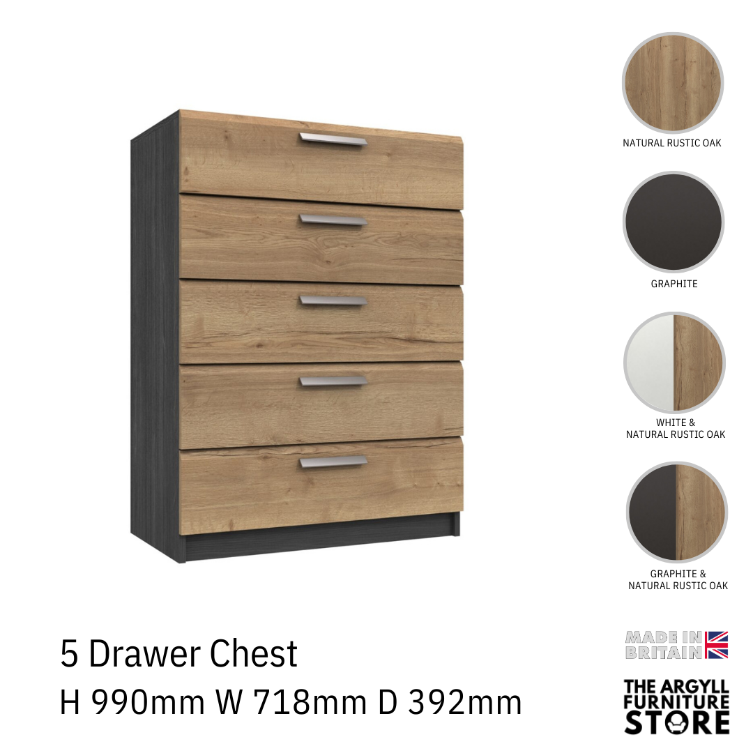 Waterfall 5 Drawer Chest