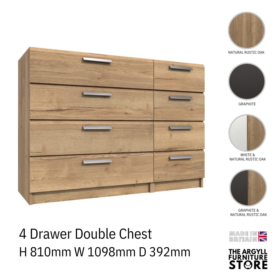 Waterfall 4 Drawer Double Chest