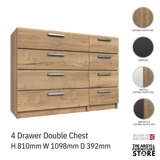 Waterfall 4 Drawer Double Chest