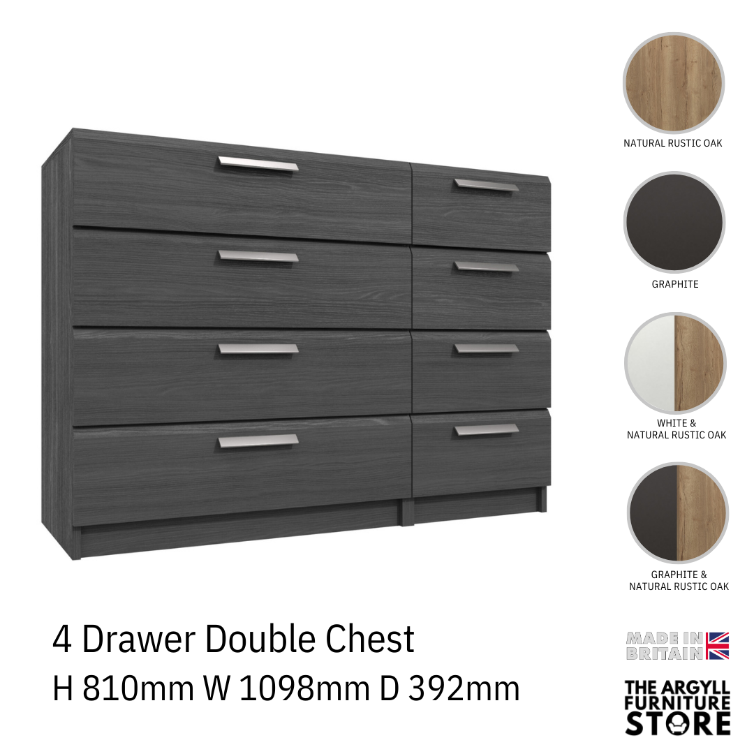 Waterfall 4 Drawer Double Chest