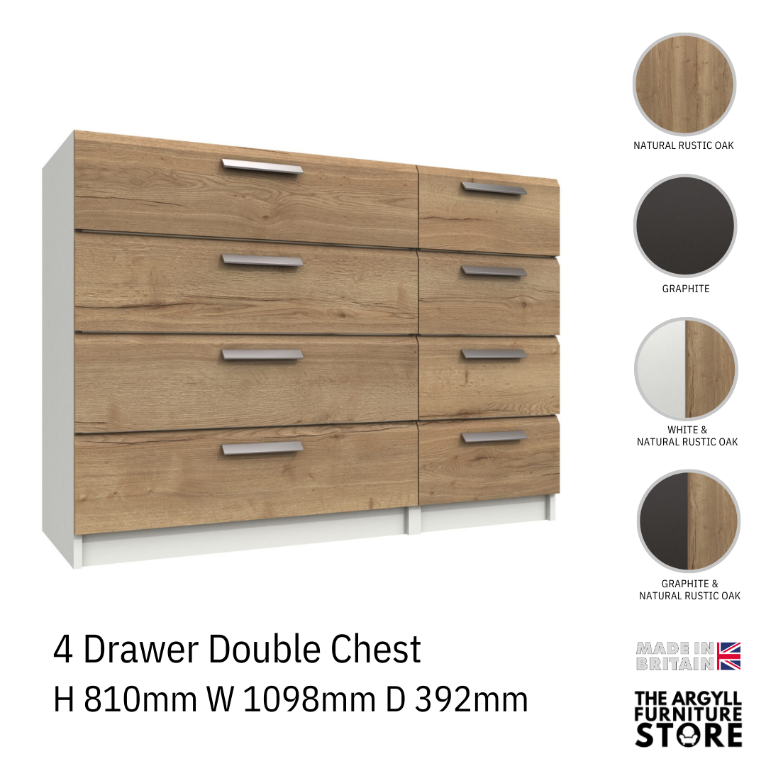 Waterfall 4 Drawer Double Chest