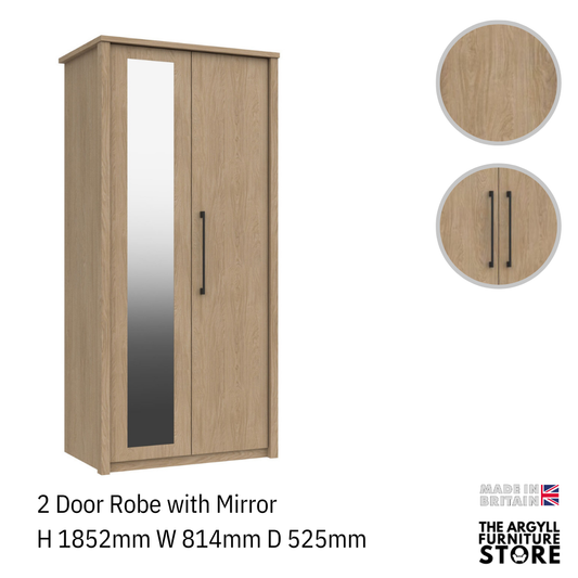 Edale 2 Door Wardrobe with Mirror