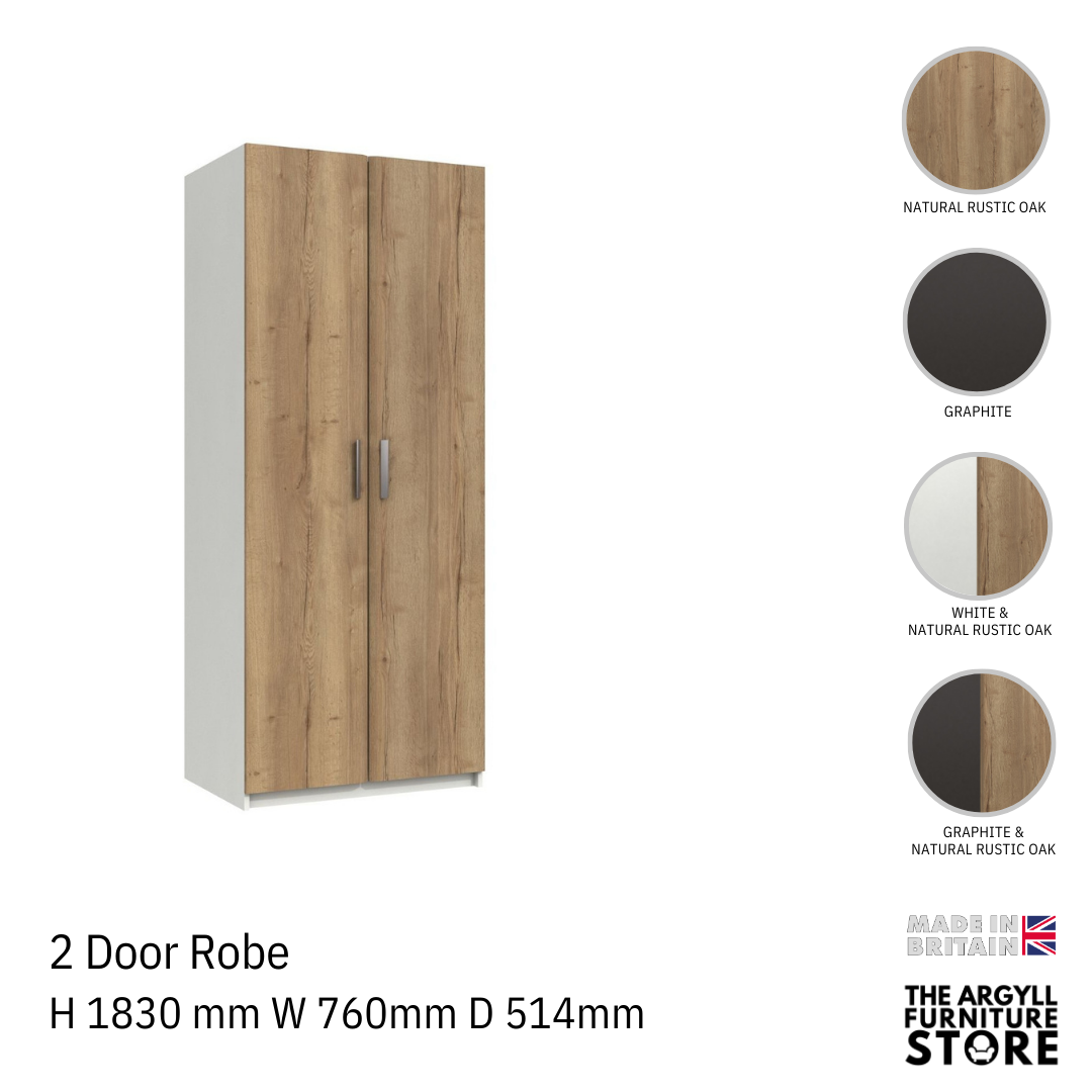 Waterfall 2 Door Wardrobe
