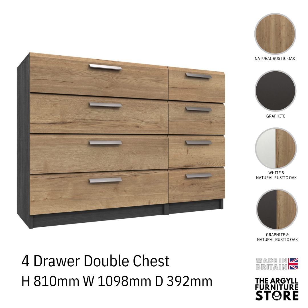 Waterfall 4 Drawer Double Chest