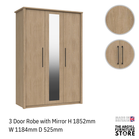 Edale 3 Door Wardrobe with Mirror