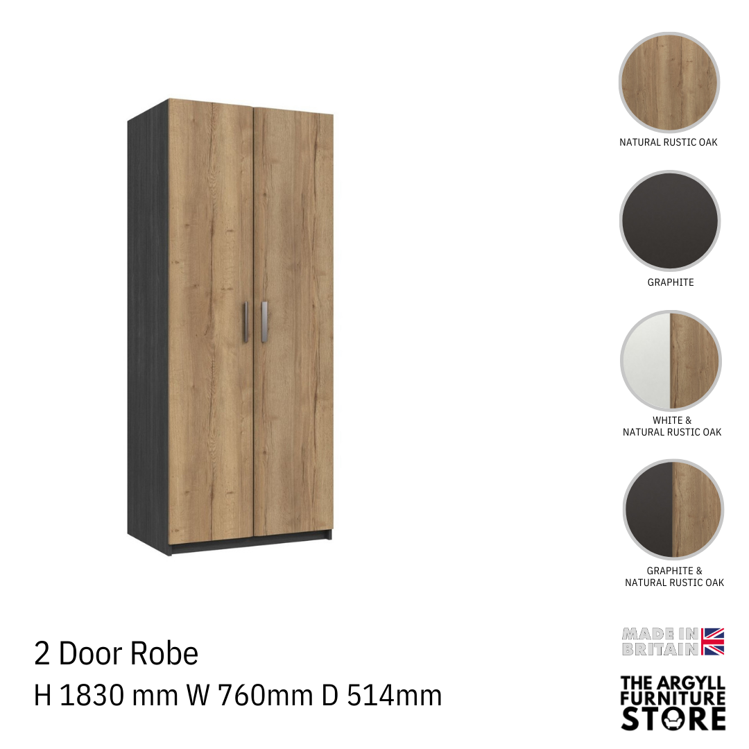Waterfall 2 Door Wardrobe