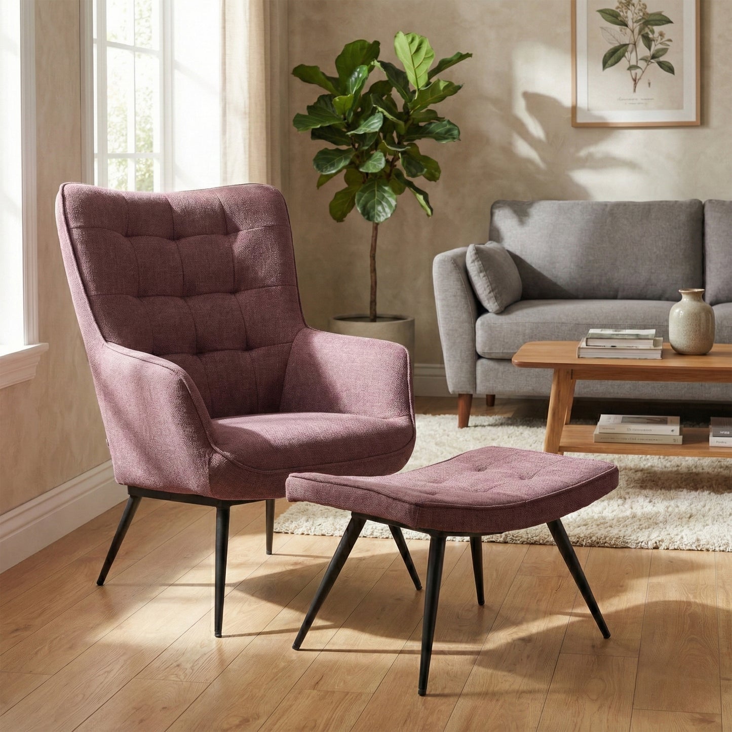 Katelyn Accent Chair with Stool