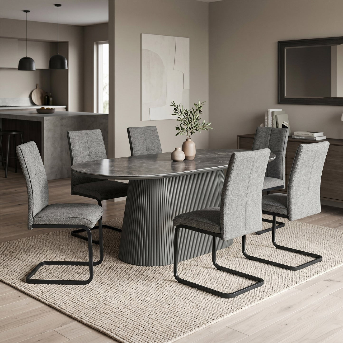Barletta Sintered Stone Dining Set (Table + 6 Venezia Chairs)