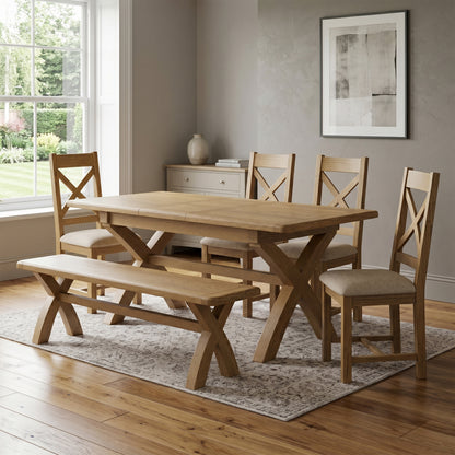 Dorchester Oak Cross Leg 200-250cm Extension Dining Table