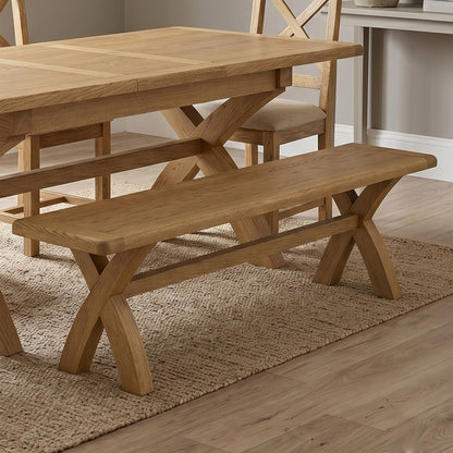 Dorchester Oak Cross Leg Bench