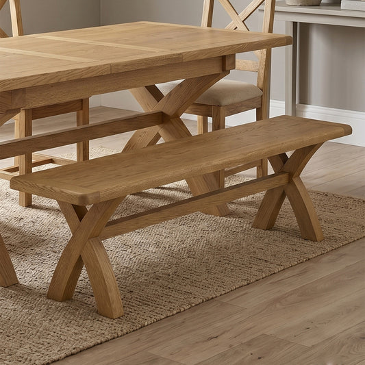 Dorchester Oak Cross Leg Bench