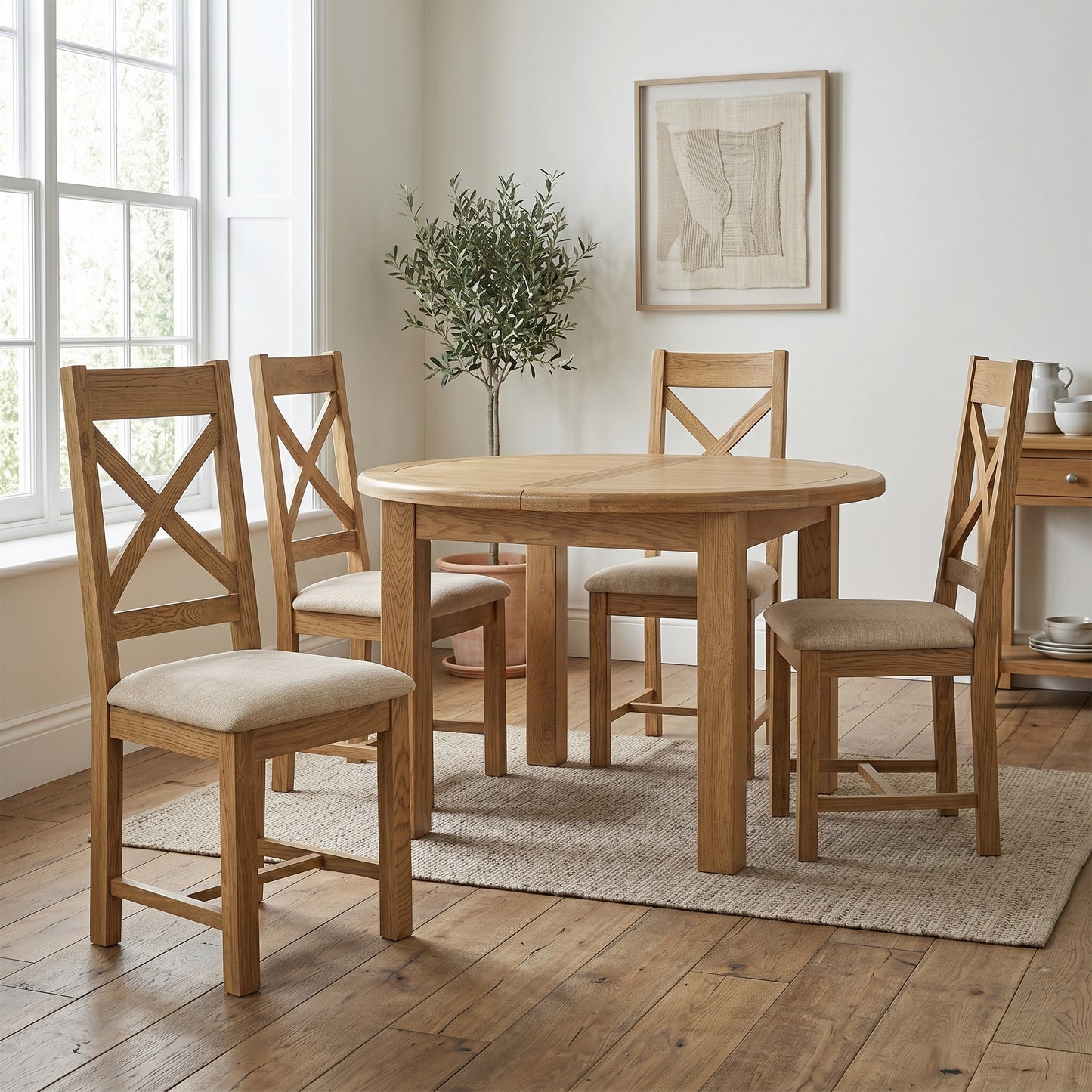 Dorchester Oak 120cm+ Extending Dining Table and Chairs Set