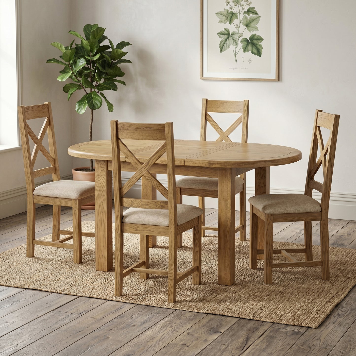 Dorchester Oak 120cm+ Extending Dining Table and Chairs Set