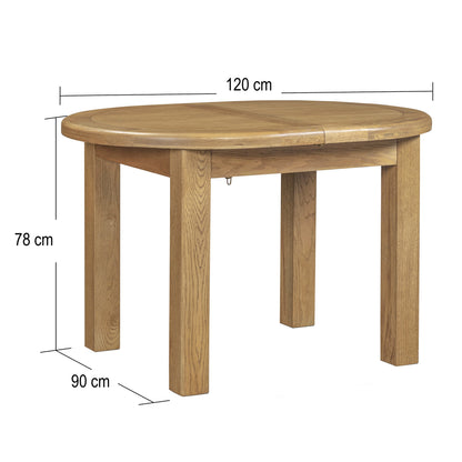 Dorchester Oak 120cm - 160cm Oval Extension Table