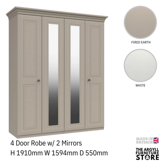 Hadleigh 4 Door Wardrobe with 2 Mirrors