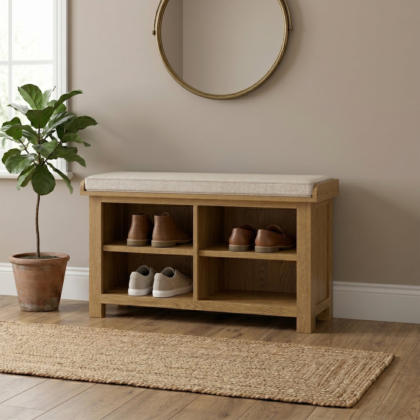 Dorchester Oak Shoe Bench